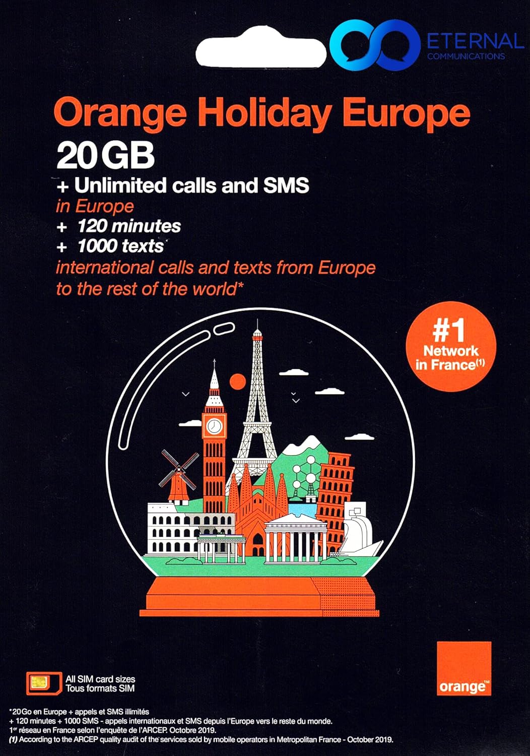 Orange Holiday Europe Prepaid SIM Card 20GB Data in 4G/LTE