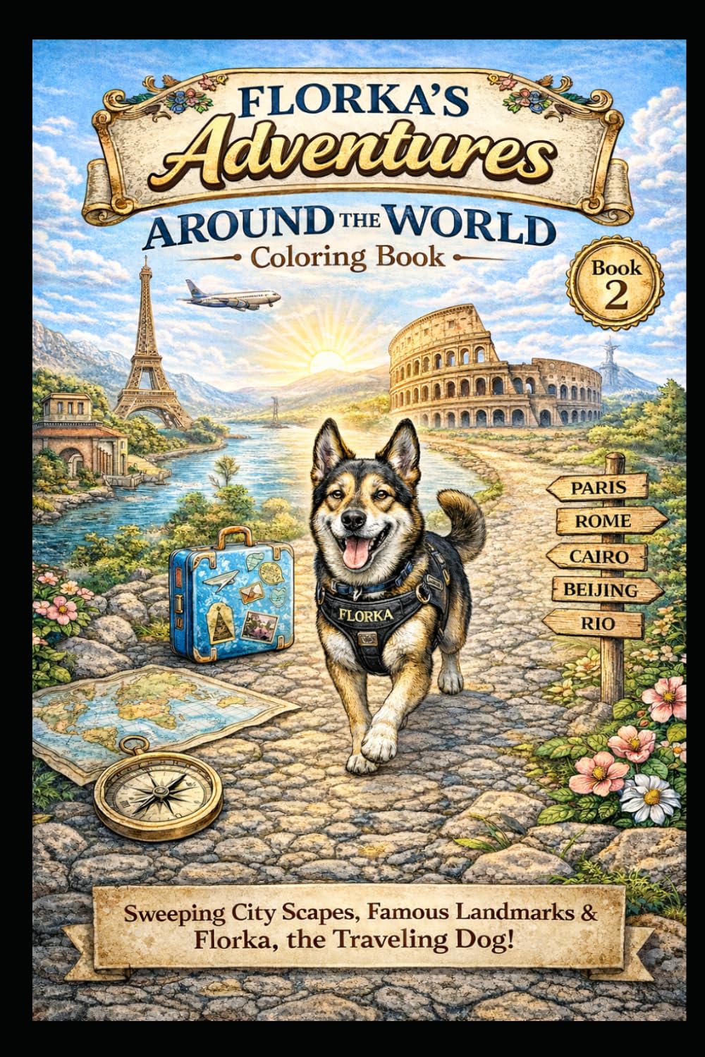 Florka’s Adventures: Around the World Coloring Book: Relaxing Travel Coloring Book for Dog Lovers | Famous Cities, Landmarks and Cute Dog Adventures (Adventure Series – Volume 1)