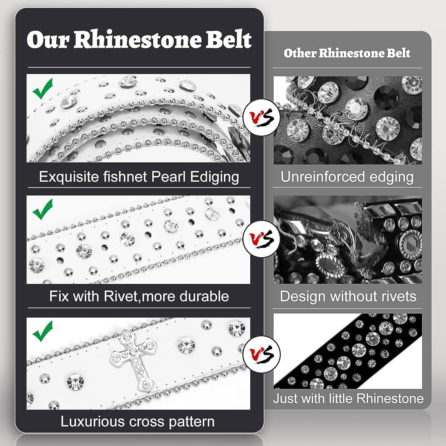 Sparkly Rhinestone Diamond Sequin Studded Belt for Men & Women - Western Cowgirl Cowboy Style - Image 4