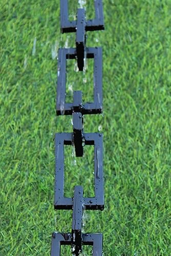 KAM Página principal Rectángulo de aluminio Artware con cadena de lluvia cuadrada con kit de instalación (marrón, 10)