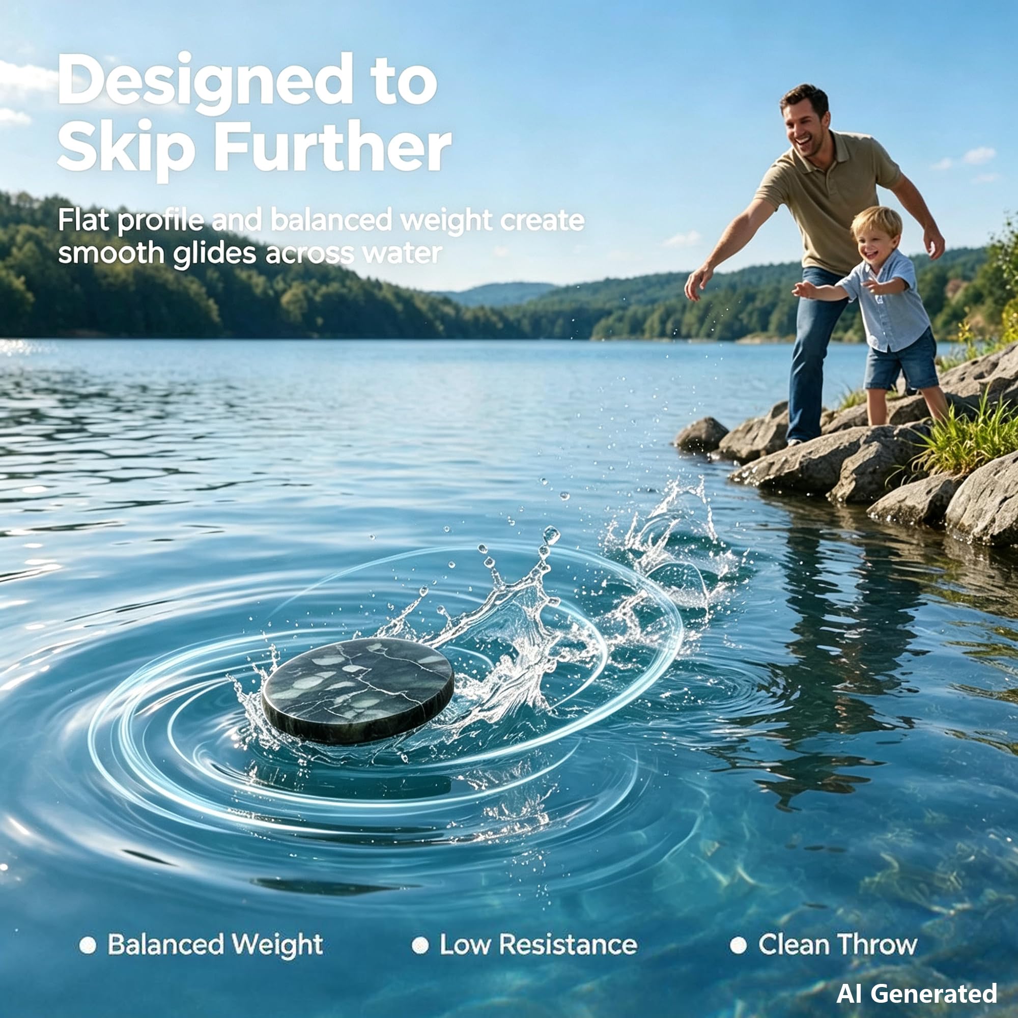 Skipping Stones - Piedras redondas lisas y planas para jugar al aire libre