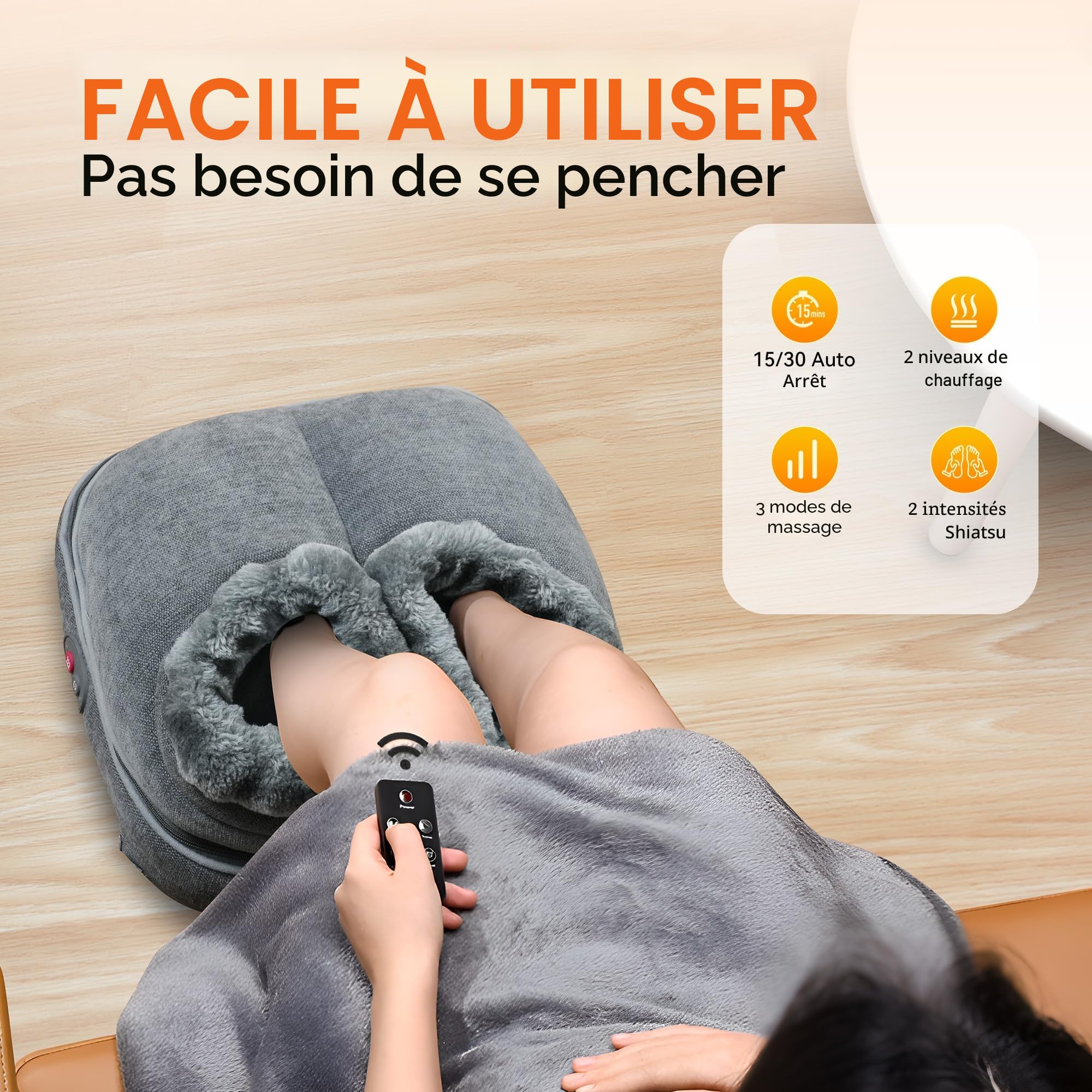 Snailax Amélioré Masseur de Pieds Shiatsu avec chaleur, Masseur de Pieds électrique avec télécommande, Réchauffe-Pieds avec 2-en-1 Kneading Fussmassage, cadeaux pour hommes/femmes