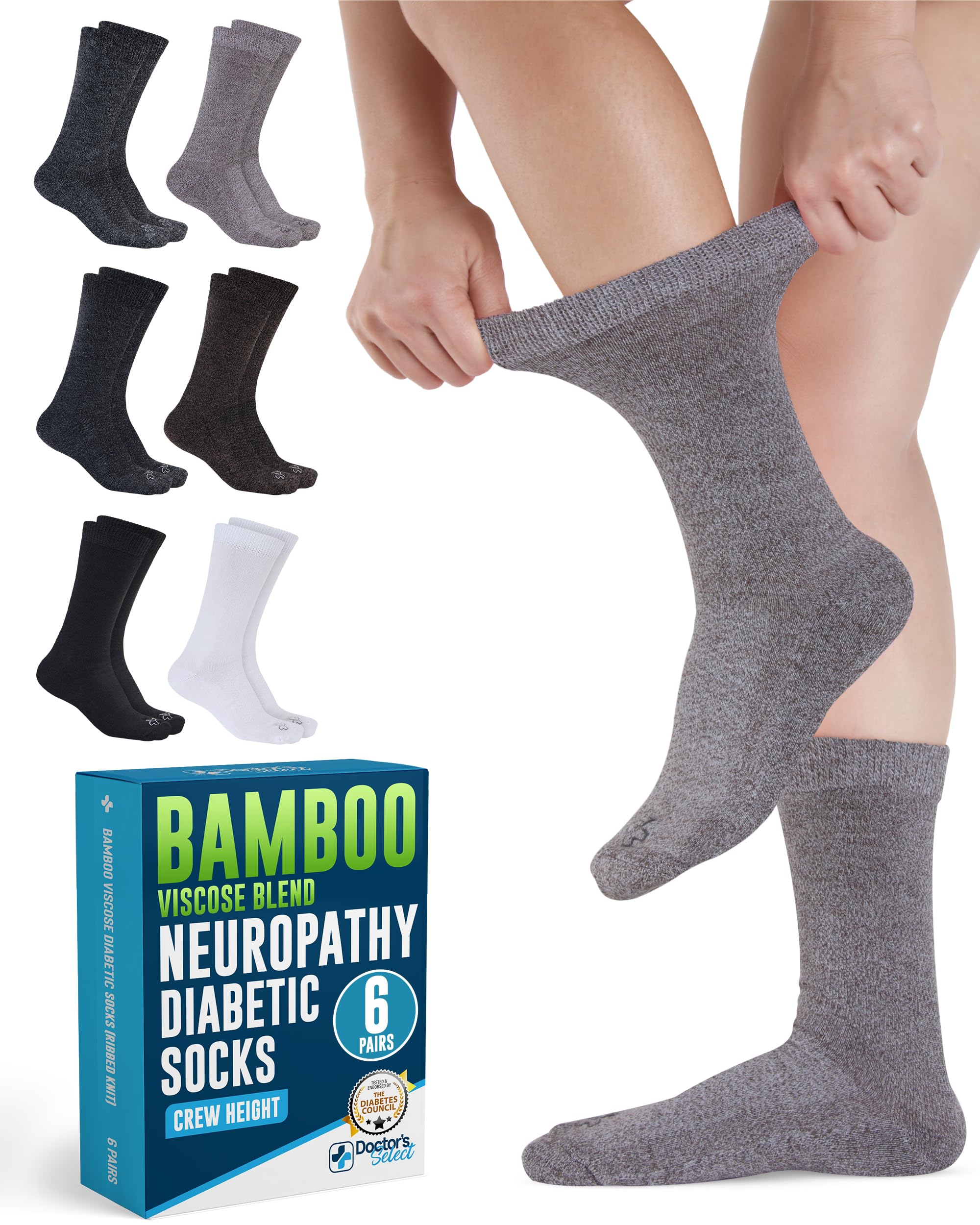 Doctor's Select® Diabetic Socks for Women & Men Moisture-Wicking - 6 Pairs