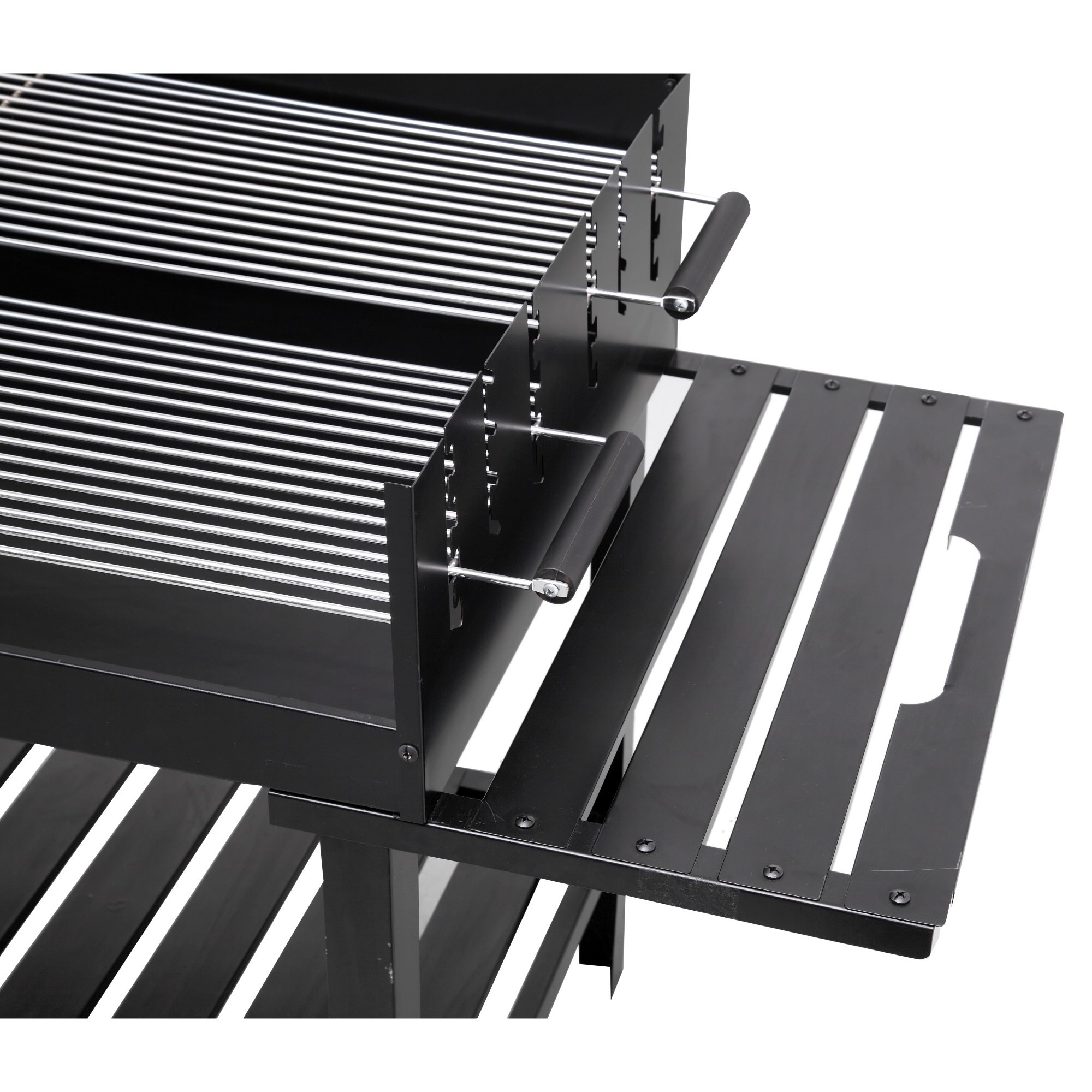 tepro Holzkohlegrill Grillwagen Atlanta, Outdoor BBQ mit Rädern, Höhenverstellbar ca. 77 - 88 cm, Grillfläche: ca. 98 x 56 cm, Maße ca. 135,5 x 63 x 91,2 cm, Schwarz