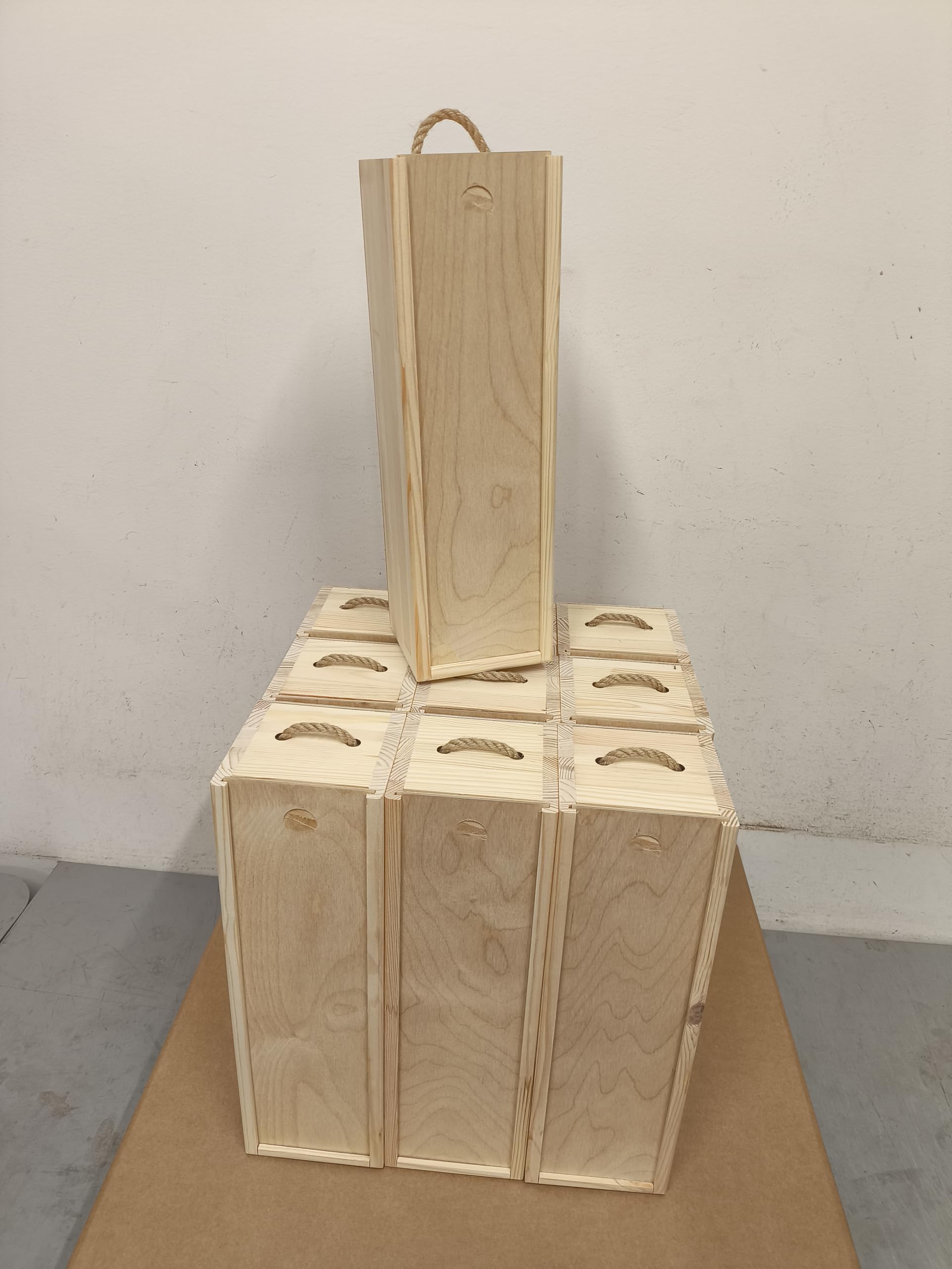 Scatola per vini in legno realizzata a mano con coperchio scorrevole – 36x11x10,5 cm – Confezione regalo sostenibile per bottiglie di vino, ideale per matrimoni, compleanni e occasioni