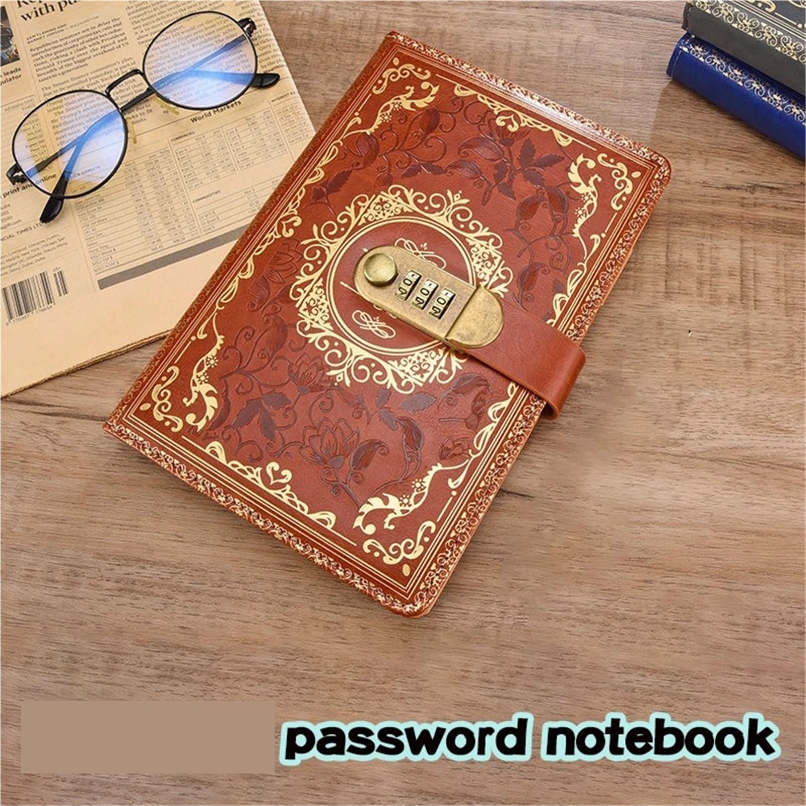 Tagebuch Mit Schloss Retro Digitales Passwort-Notizbuch Journal mit Schloss A5 Tagebuch for Männer und Frauen PU Leder Zahlenschloss Personen Privatsphäre(Purple)