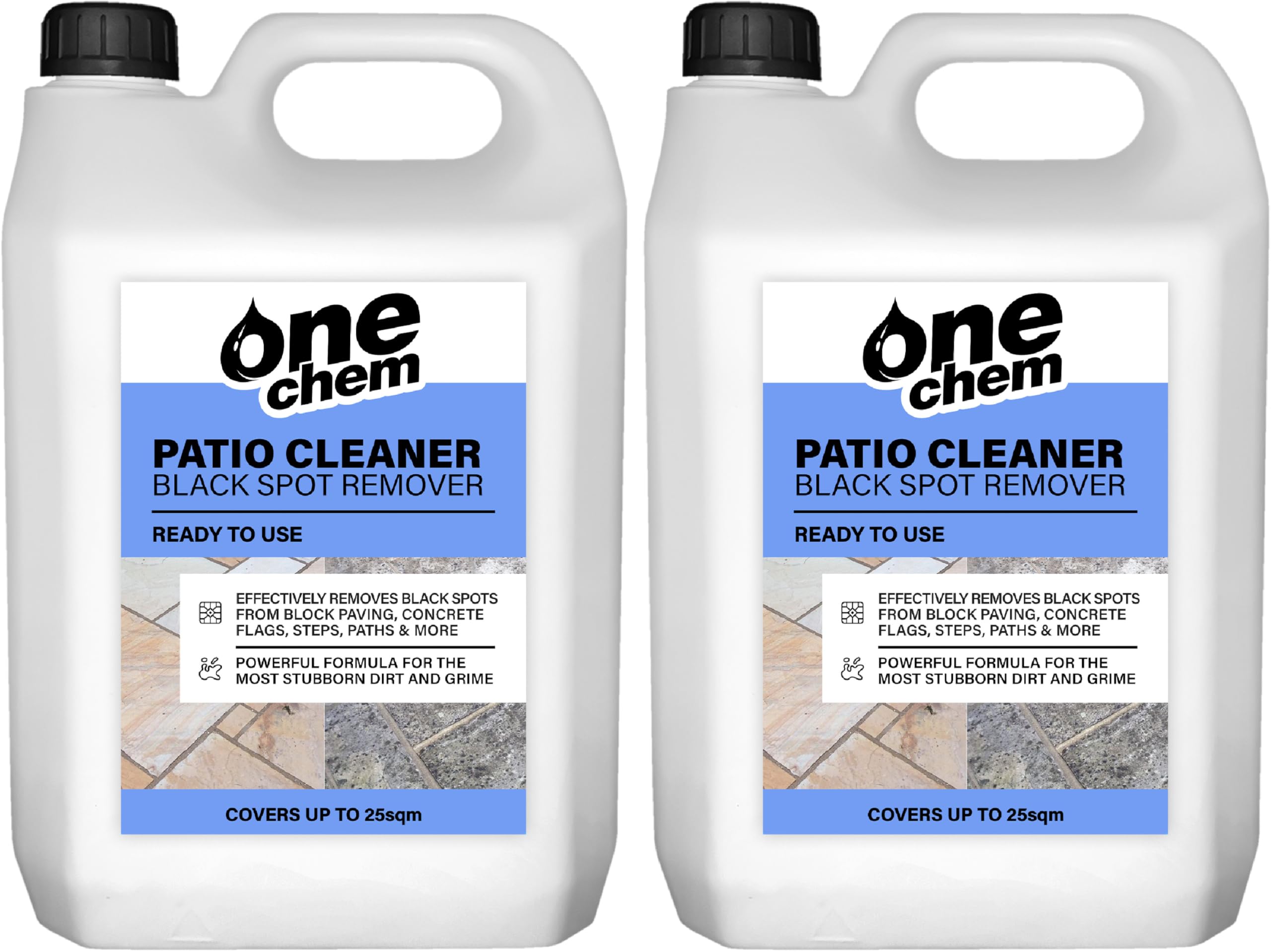 One Chem 2 x 5L Black Spot Remover and Destroyer - Ready to Use for Natural stone, Concrete, Paving slabs, Indian Sandstone & Limestone