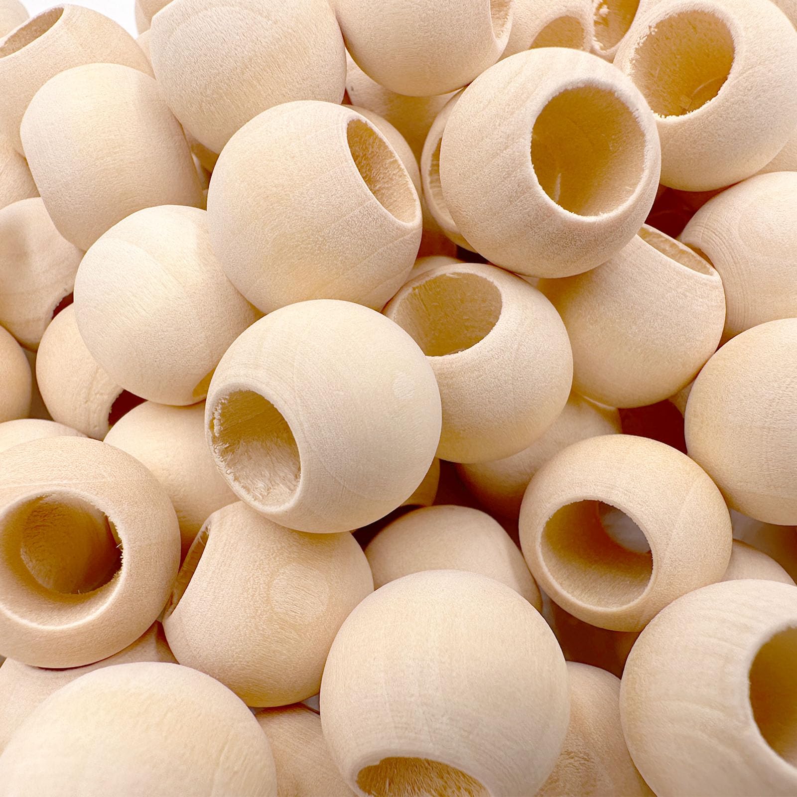 150 cuentas de madera sin terminar de 20 mm para manualidades, cuentas de madera natural de agujero grande de 10 mm para decoración de guirnaldas de macramé