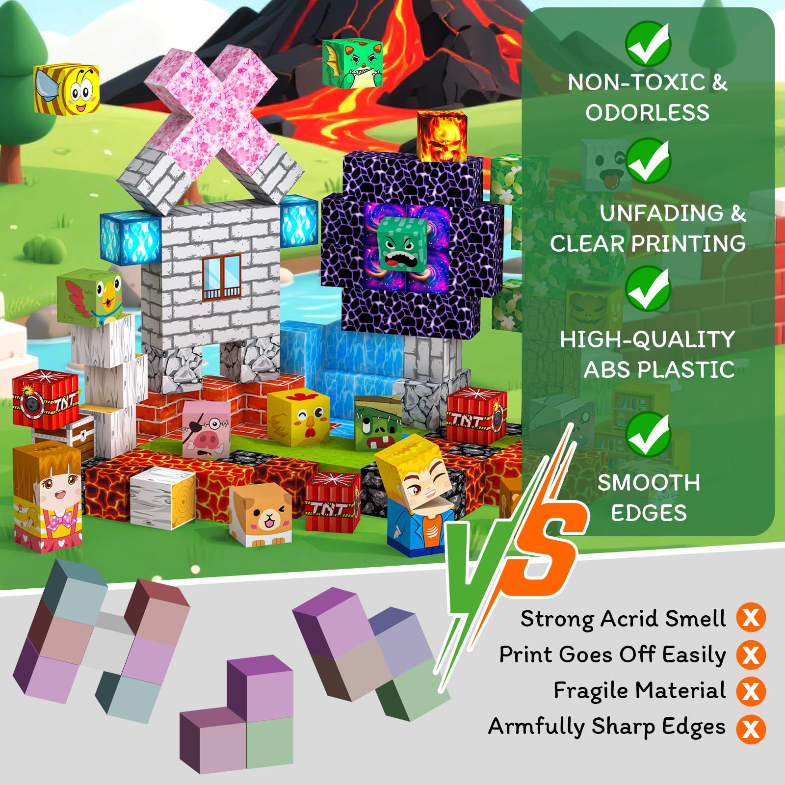 Crifeton Costruzioni Magnetiche per Bambini 150 PCS 2CM 3+ Giochi Cubi Magnetici, Building Blocks Giocattoli Montessori a Partire da 3 4 5 6 7 8 9 10 11 12 Anni Regali di Compleanno per Ragazzi