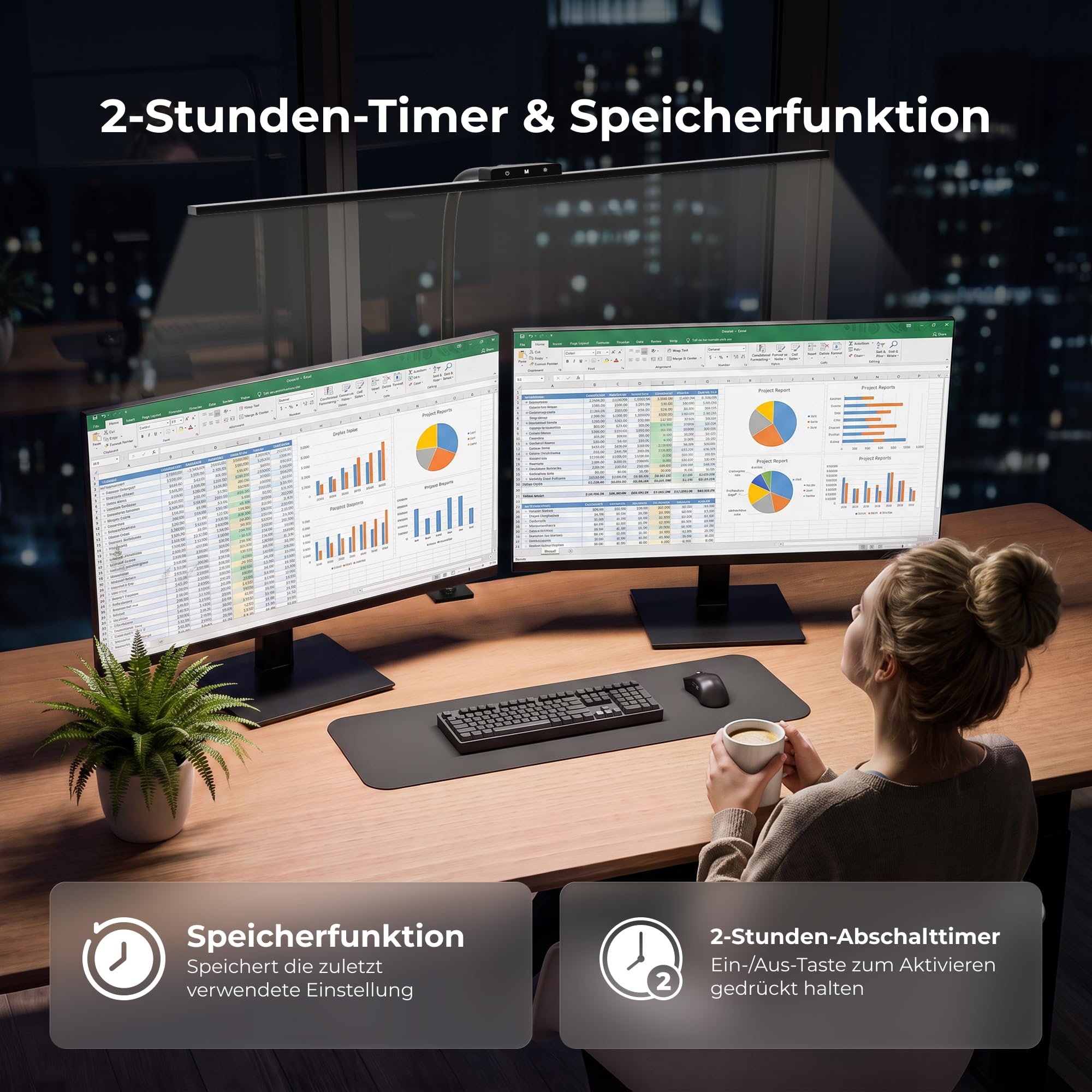 LED Schreibtischlampe klemmbar 80 cm für Büro & Homeoffice