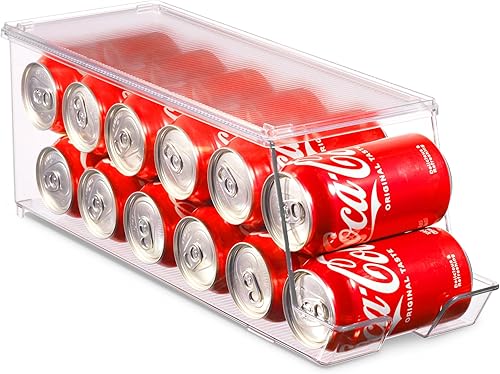 Miniatura 6 de Juego de 2 cubos organizadores apilables para refrigerador, dispensador de latas de soda, soporte de bebidas para refrigerador, congelador, cocina,