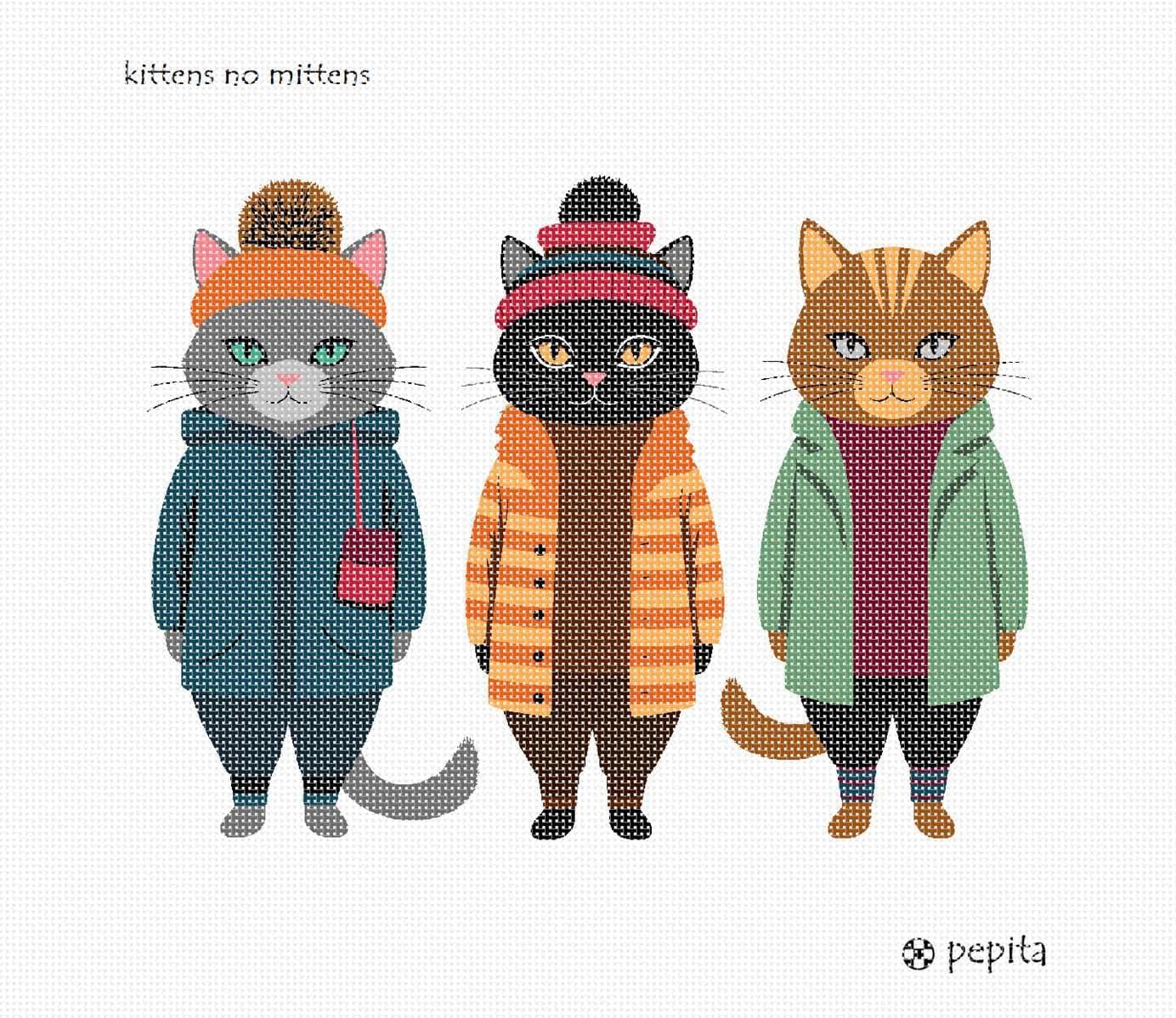 Pepita Needlepoint kit: Kittens No Mittens, 12" x 10"