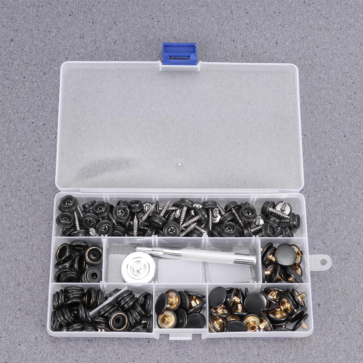 Druckknopf Schwarz Edelstahl Schraubverschluss 15mm Satz mit Werkzeug
