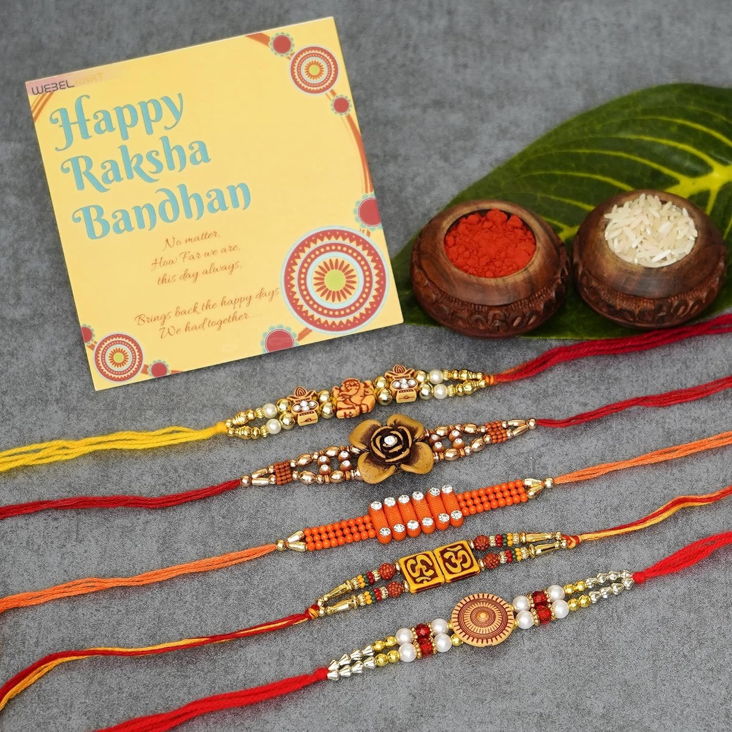 Webelkart Combo of 5 Rakhi for Brother, Bhaiya, Kids and Bhabhi with Beautiful Rakshabandhan Greetings Card/Bhabhi Lumba Rakhi/Krishna Rakhi/Rakhi Gifts|Peacock Rakhi for Kids (B0C9X3T7WN) Amazon Price History, Amazon Price Tracker