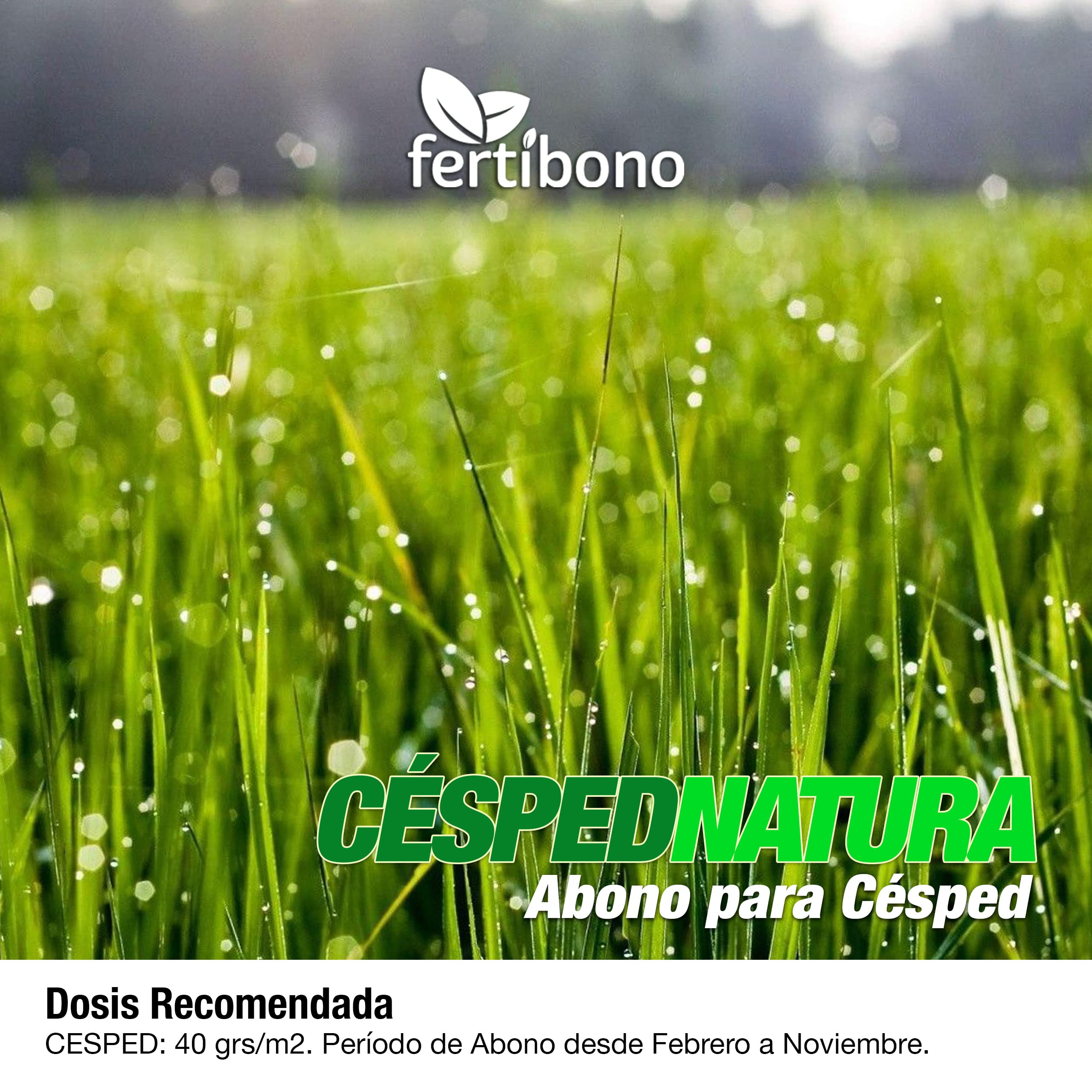 FERTIBONO CéspedNatura - Abono Orgánico de Liberación Lenta para Césped - Seguro para Mascotas y Familia, Nutrición Profunda sin Quemaduras - Apto para Todas las Estaciones. (6,5kg)
