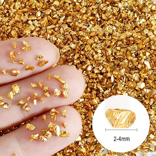 Miniatura 2 de Ceya 5.3 onzas  5.29oz de vidrio irregular triturado dorado metálico chips de cristal roto purpurina de 2 a 0.157in, purpurina gruesa para arte de