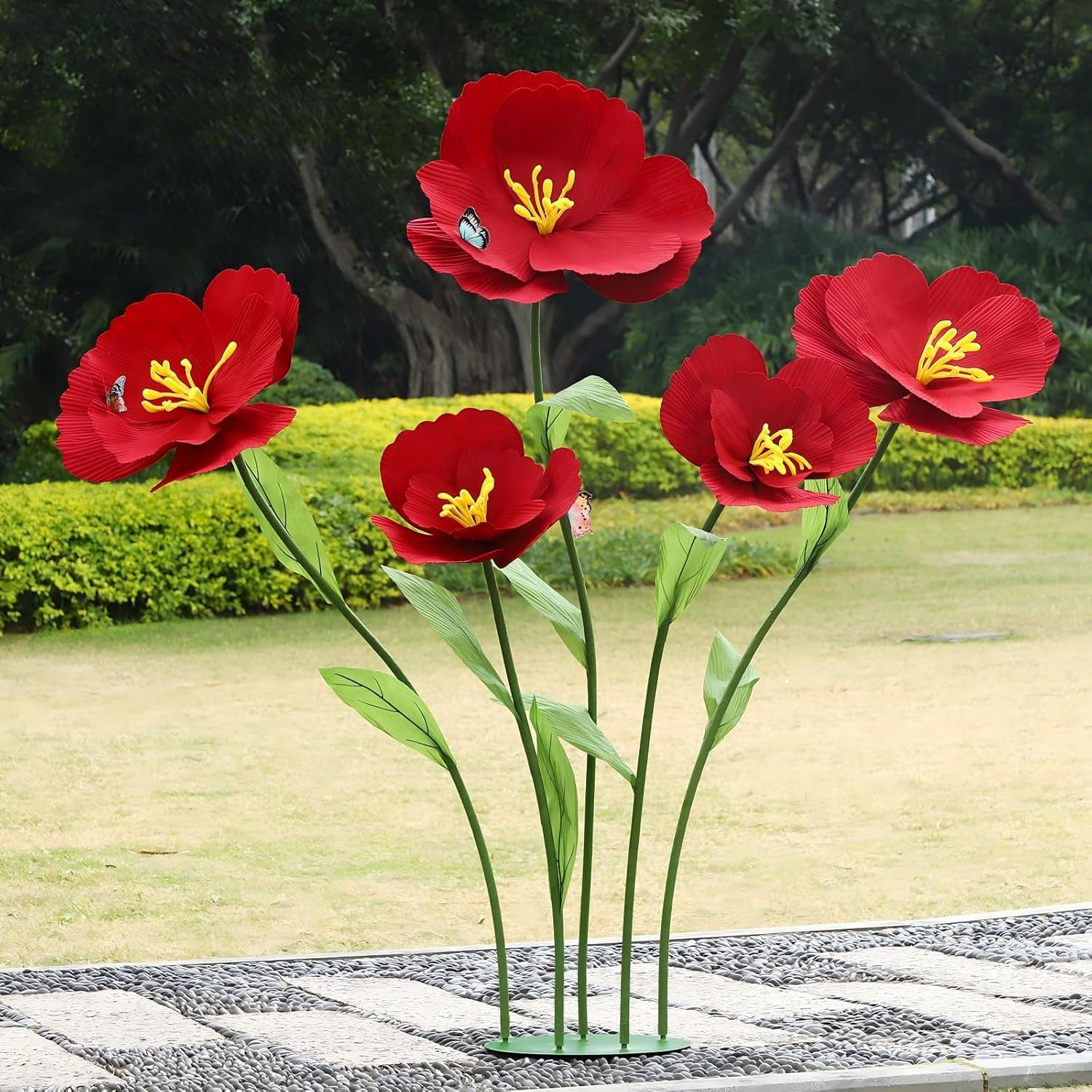5PCS Giant Flowers for Decoration 5.9 ft Large Felt Fabric Flowers with Stems and Stands,Artificial Flower Decor for Home,Wedding Background,Shop Window Display,Photography Props,Banquet Party (Wine)