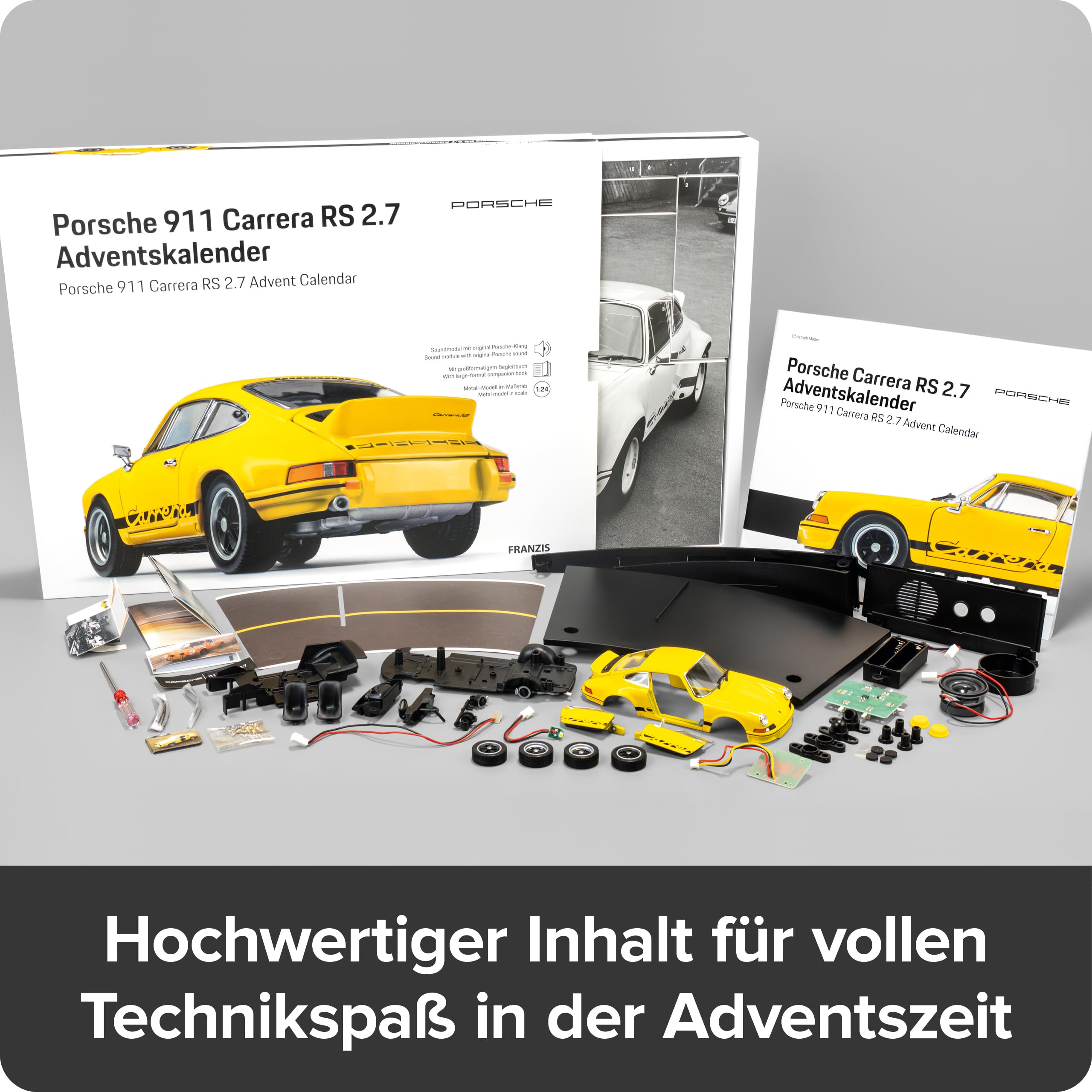 FRANZIS 67273 - Porsche 911 Carrera RS 2.7 Adventskalender, Modellbau 1:24