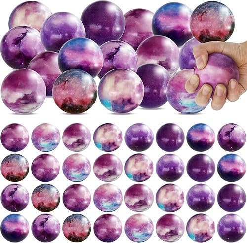 30 bolas antiestrés de galaxia, bolas de espuma con temática del espacio exterior de 2.5 pulgadas, bolas de alivio del estrés para niños, bolas