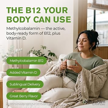 NaturalSlim Metab-12 Sublingual B12 + Vitamin D Drops, Berry, 1 fl oz
