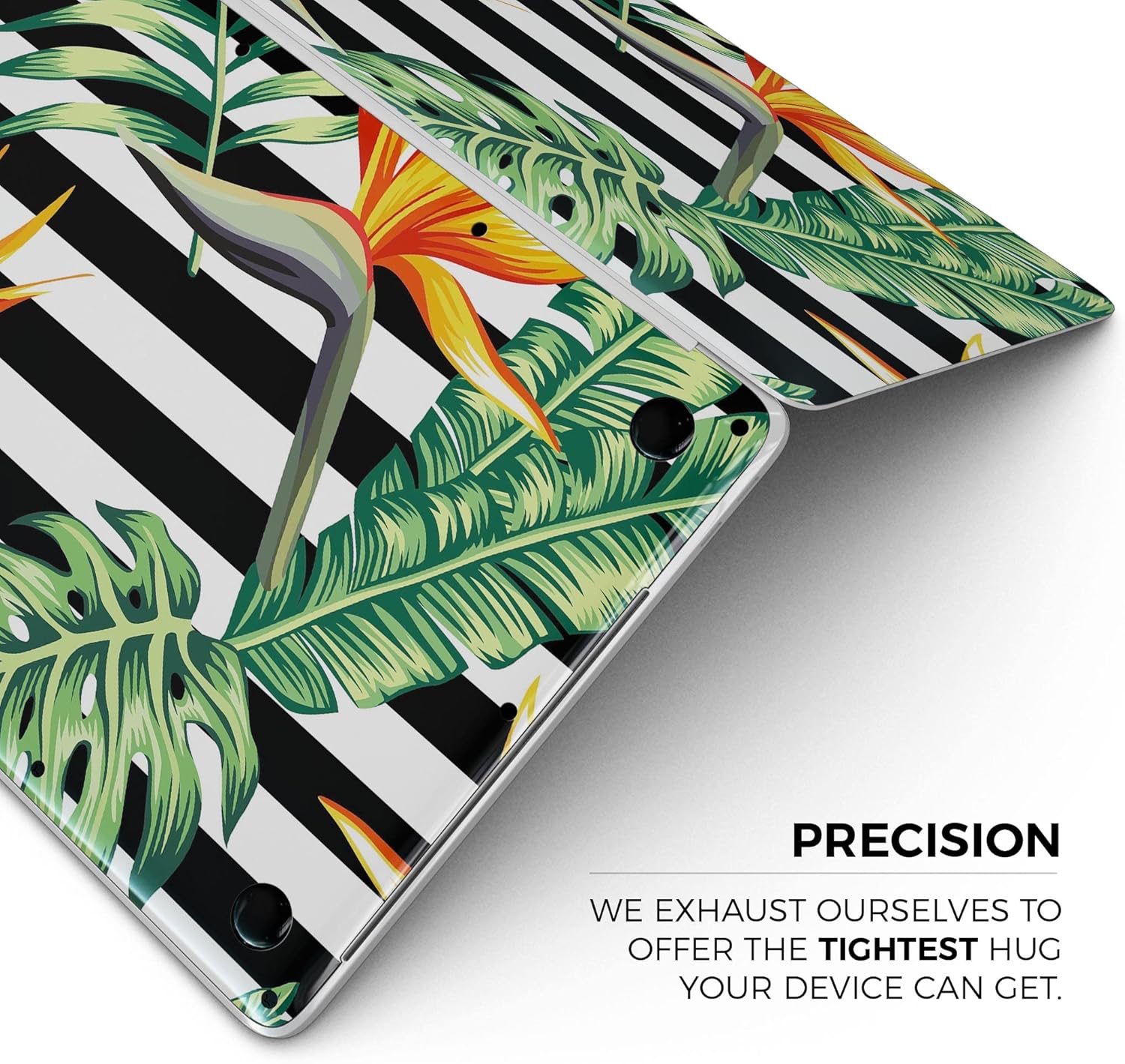 DesignSkinz - Vivid Tropical Stripe Floral v1 - Full-Body Wrap Protective Decal Skin Kit Compatible with MacBook 13" Pro M1 (A2338)
