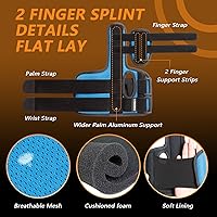 Vista 3 de Férula de 2 dedos para dedo gatillo, dedos rotos, esguinces de nudillos - Soporte de doble dedo para índice, medio, dedo anular, tamaños unisex