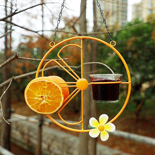 Miniatura 6 de FORUP Paquete de 2 comederos para pájaros de Oriola para exteriores, jalea de Oriola de fruta naranja y naranjas, jardín al aire libre colgante de