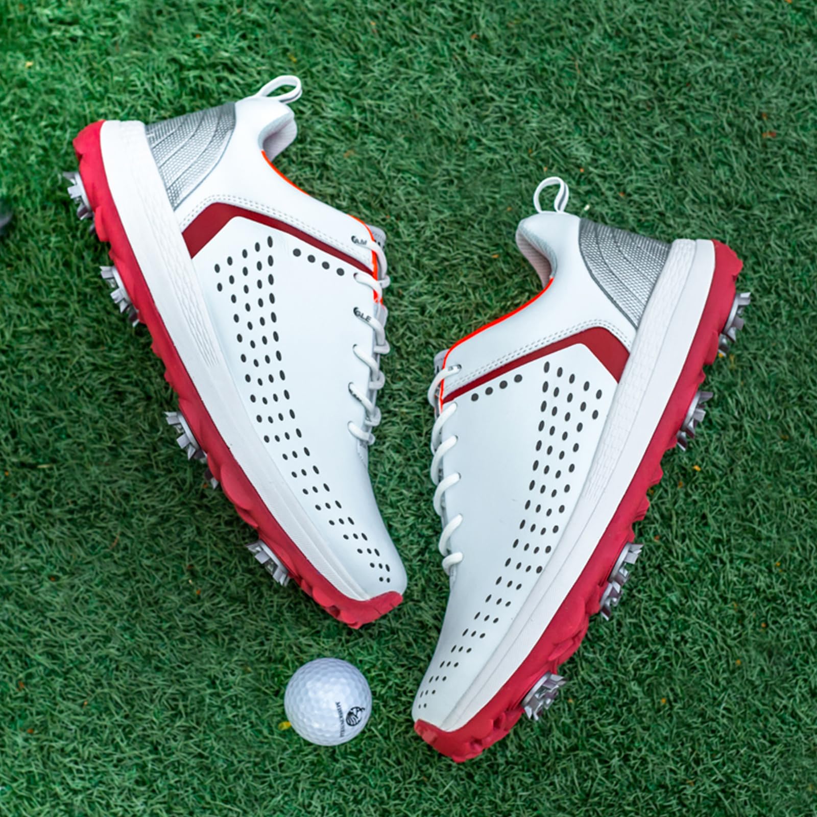 Hombre Zapatos De Golf, Resistente Al Agua Extra Ancho Zapatillas, Zapatillas Unisex De Piel Antideslizantes con Púas para Entrenamiento De Golf