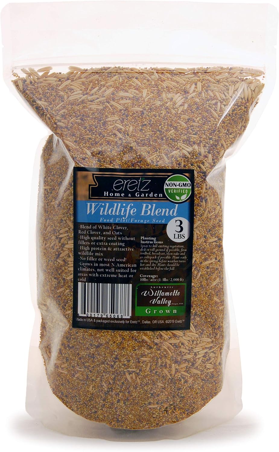 Wildlife Food Plot Blend & Forage Seed Mix by Eretz (3lb) - Choose Size! Willamette Valley, Oregon Grown, Attract and Feed: Deer, Turkeys, & More! No Coatings, No Weed Seeds.