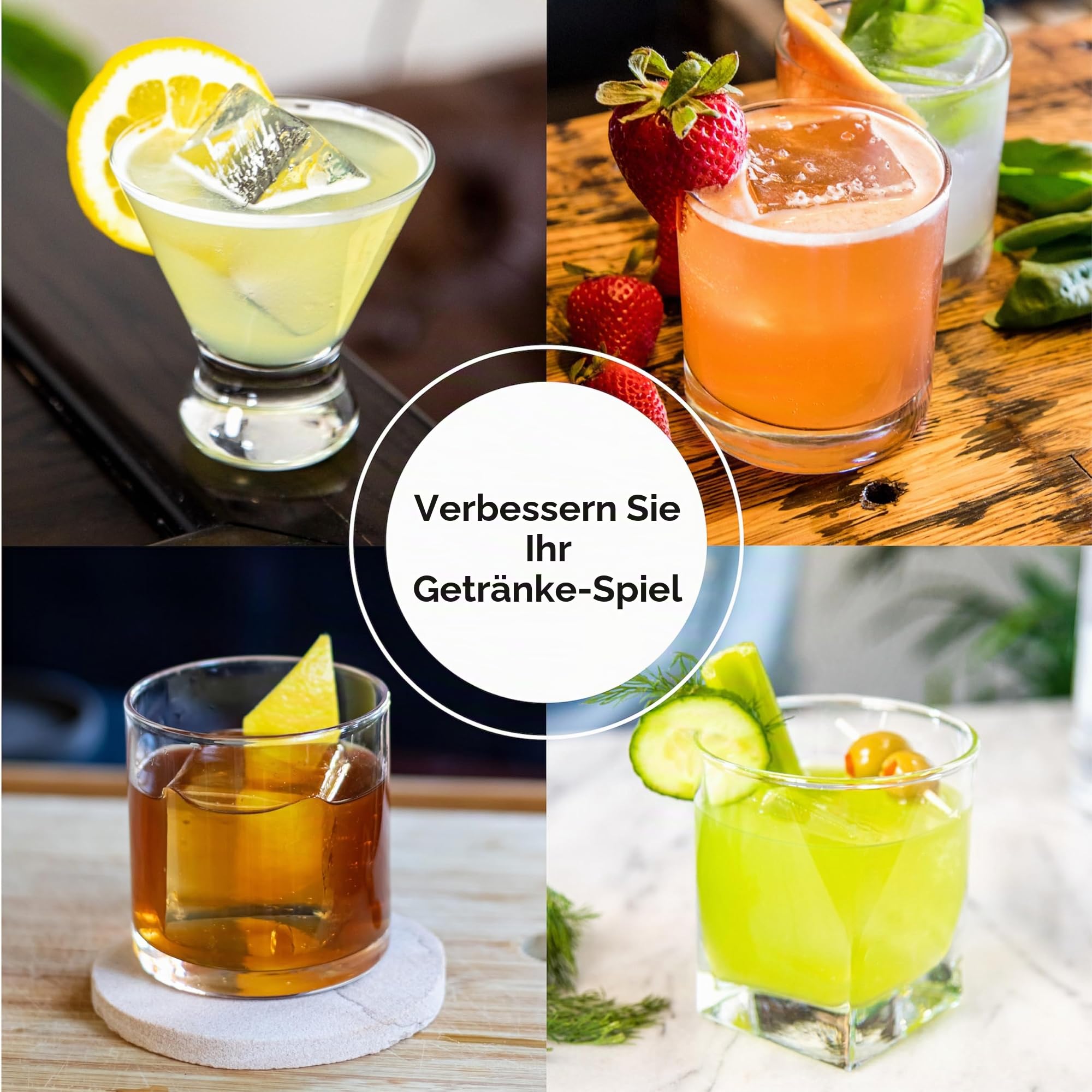 True Cubes Klar-Eiswürfel-Hersteller, Eisform - 4 Große für Cocktails, Getränke & Whiskey - BPA-freie Silikon-Quadrat-Eisform - Whiskey-Geschenke für Männer