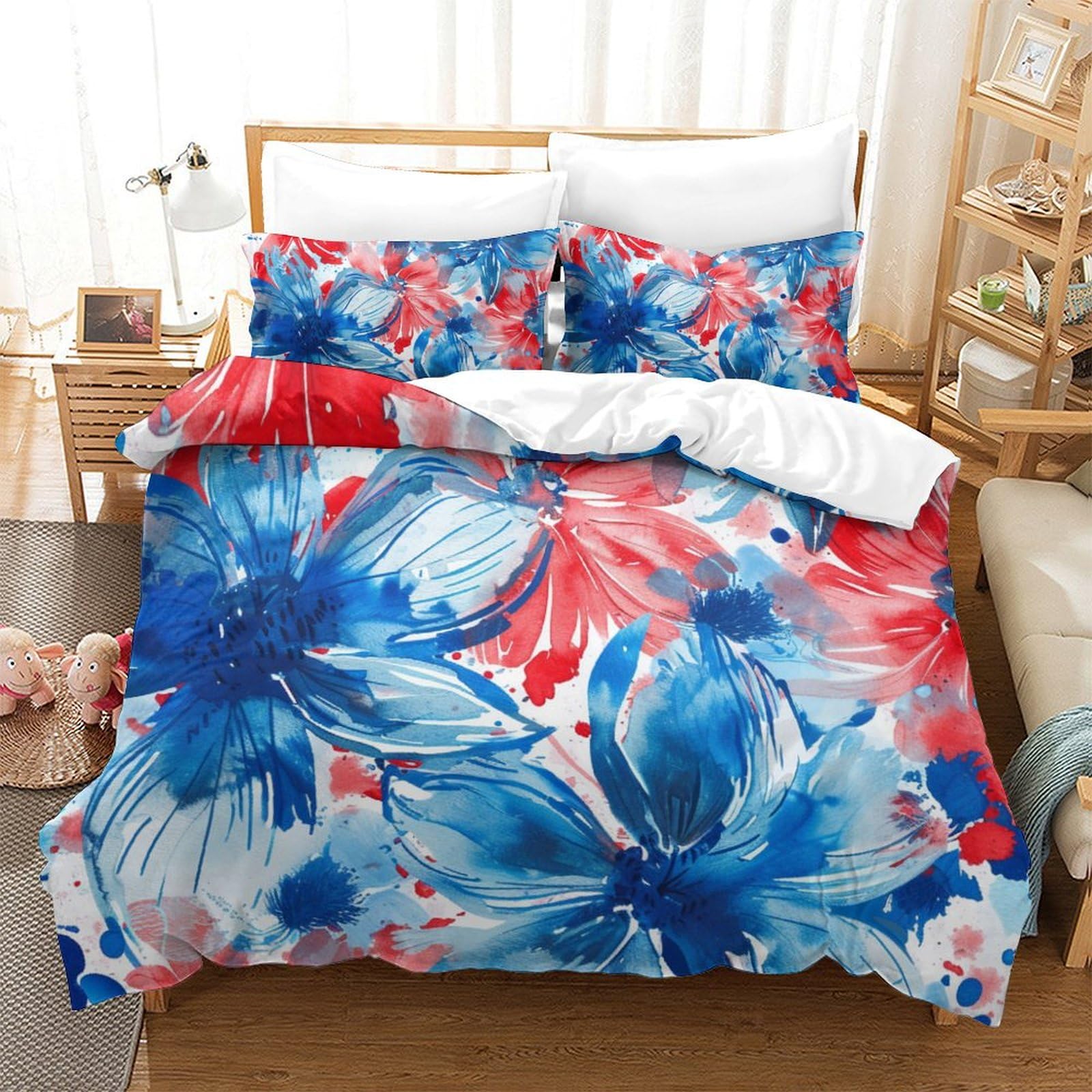 Sets de housses de couettes 260x220cm au design fleurs 3D