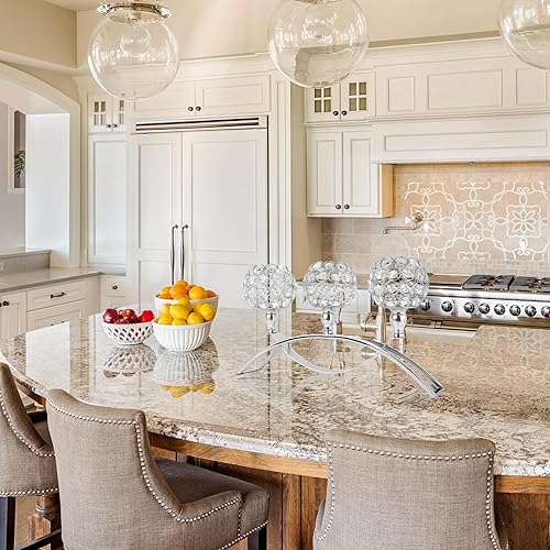 Miniatura 2 de Portavelas de cristal de 3 brazos centros de mesa de mesa de comedor gabinete de bufé decoración del hogar centros de mesa portavelas de pilar