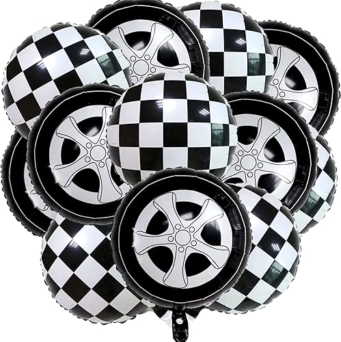 12 globos de auto de carreras, suministros de fiesta de cumpleaños de 18 pulgadas, globos de aluminio para decoración de fiestas, accesorios para