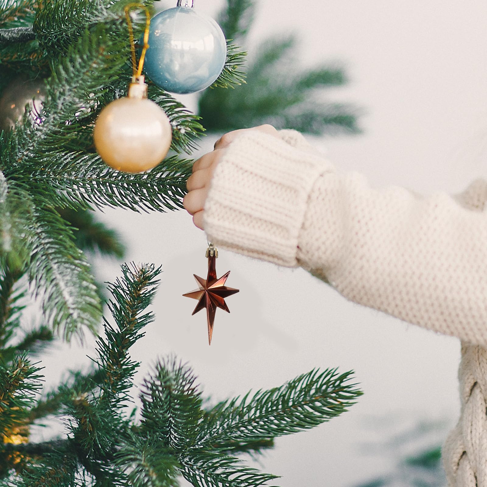 Toyvian 60 Stück Weihnachtsbaum Anhänger mit Achtzackigen Sternen und