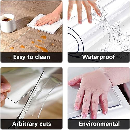 Miniatura 3 de Alfombrilla de suelo duro para silla de oficina, cubierta protectora de suelo de PVC transparente, antideslizante, impermeable, 0.079 in, protector