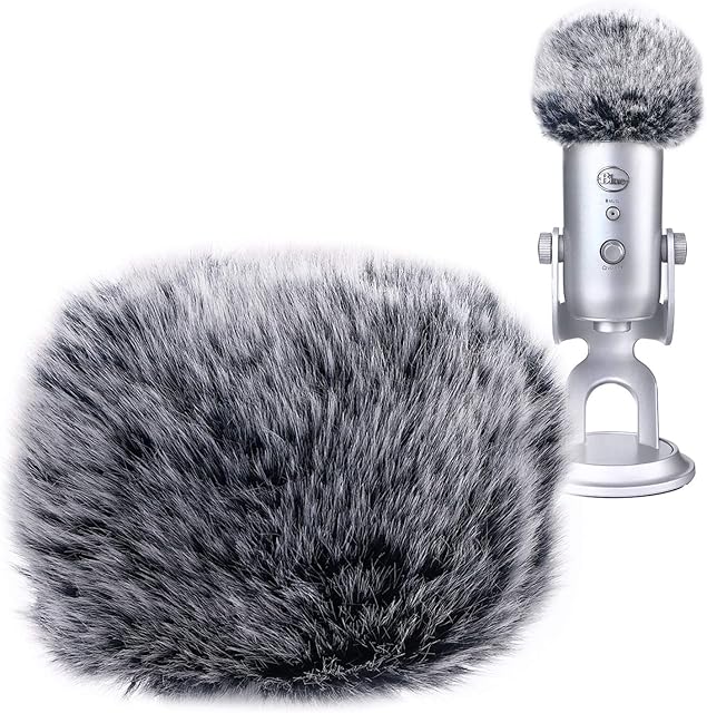 YOUSHARES futrzany filtr na mikrofon - osłona przeciwwiatrowa mikrofonu, futrzany filtr pop jako osłona piankowa, kompatybilna z Blue Yeti Pro