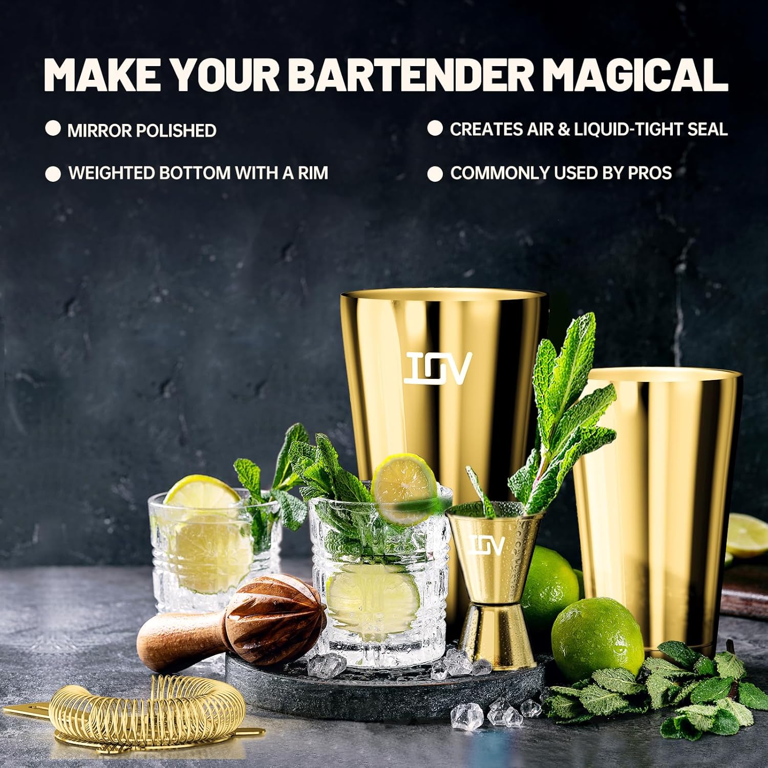 Boston Cotail Shaker Bar Set, Bartender Kit Drink Mixer Set oz &