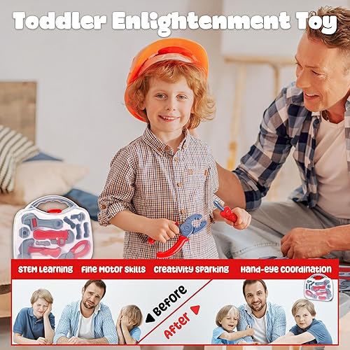 Miniatura 2 de BELLOCHIDDO Juego de herramientas para niños pequeños, 15 piezas, juego de herramientas para niños pequeños con caja de herramientas y