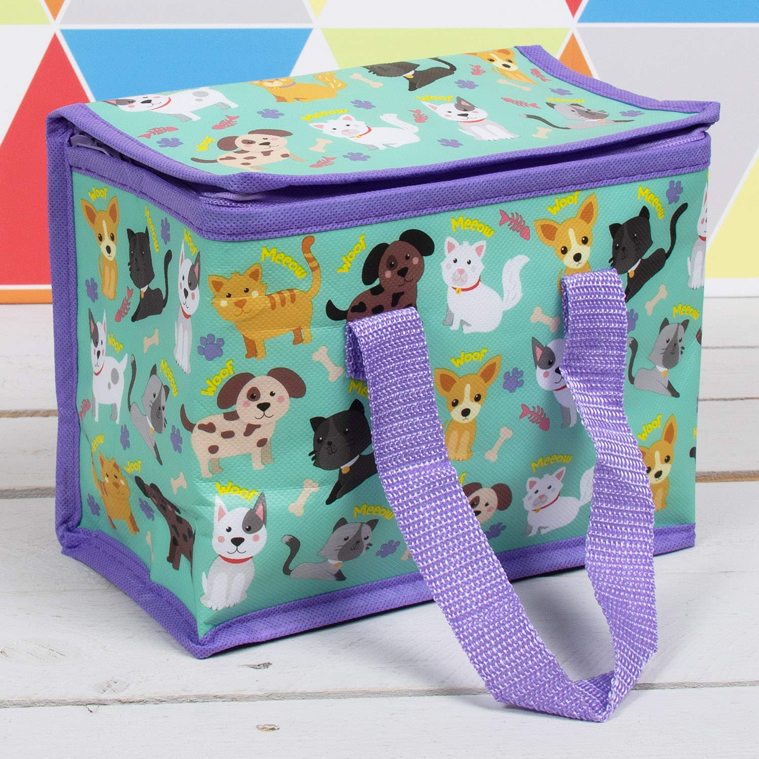 Lesser & Pavey Muli-Colour Cats & Dogs Lunch Bag, 18 X 12 Cm