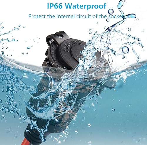 Miniatura 2 de CERRXIAN Cable de extensión de enchufe de encendedor de cigarrillos de rosca fija de 12 V24 V, 20 A 13 AWG impermeable, cable de repuesto para