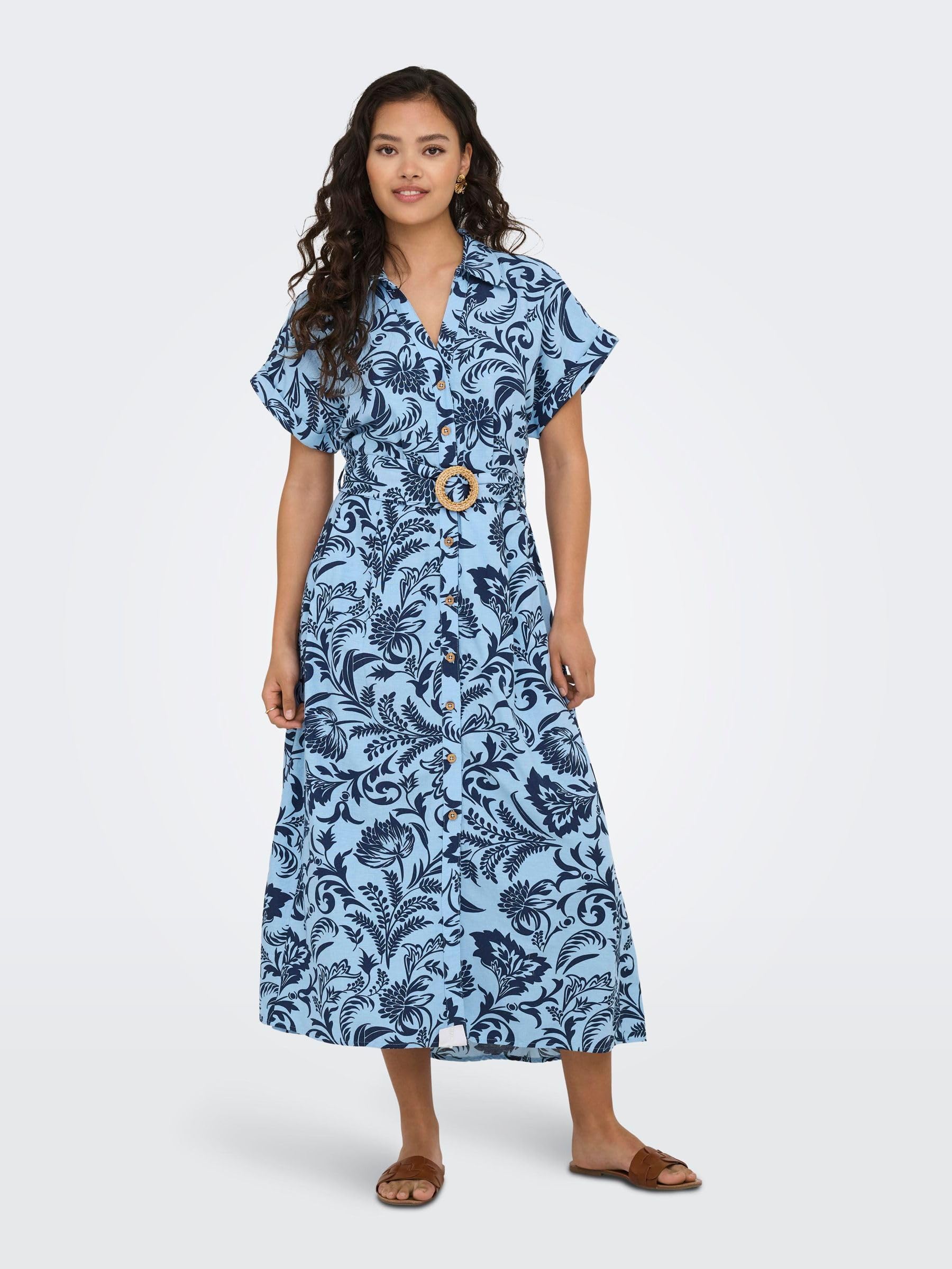 ONLY Female Hemdblusenkleid ONLJAKIRI Leinen Langes Kleid | Shirt dress