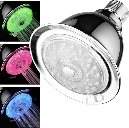 Luminex by PowerSpa 7 colores 4 ajustes LED alcachofa de ducha con tecnología de boquilla Turbo Jet LED Turbo Pressure-Boost Los colores LED cambian