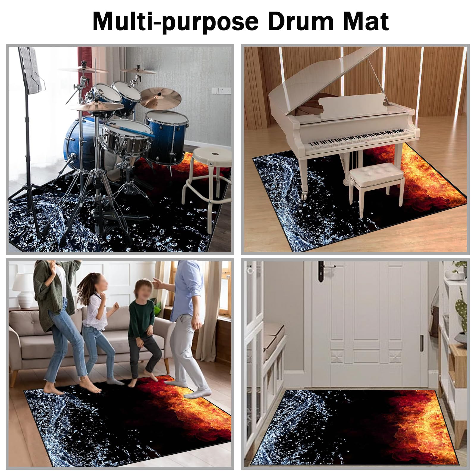 170 x 140 cm Dywan z baterią elektroniczną Dźwiękoszczelny Antypoślizgowy Dywan Pochłaniający Akustyczny Profesjonalna mata do instrumentów muzycznych do instrumentów muzycznych do gitary basowej