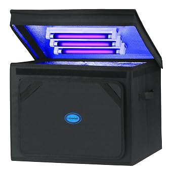 HYPOOL UV Resin Curing Box 3pcs 365nm UV Light 6W Bulb Foldable Large Cure Kit with Light for SLA, DLP, LCD DIY 3D Printer, Cure Photosensitive Resin, 36L/9.5 Gallon