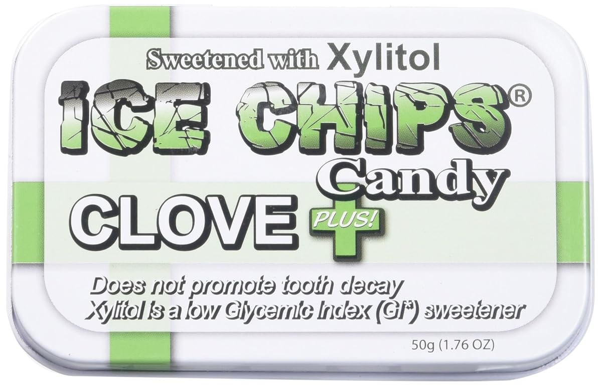 ICE CHIPS Candy Hand Crafted Tin - Clove Flavor, 1.76 Ounce, Pack of 1, Model