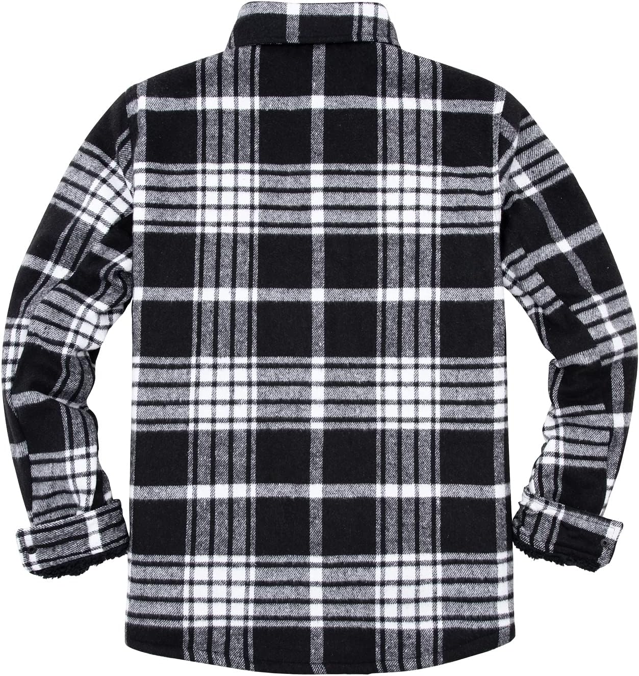 ZENTHACE Men's Sherpa Lined Flannel Shirt Jacket,Long Sleeved Brushed Plaid Flannel Shacket Jackets,Snap Button - Image 4