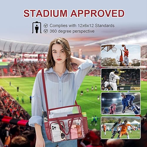 Vista 113 de Oraben Bolsa transparente transparente aprobada para estadios de 12 x 6 x 12 pulgadas, bolsa de estadio para trabajo, juegos deportivos, gimnasio