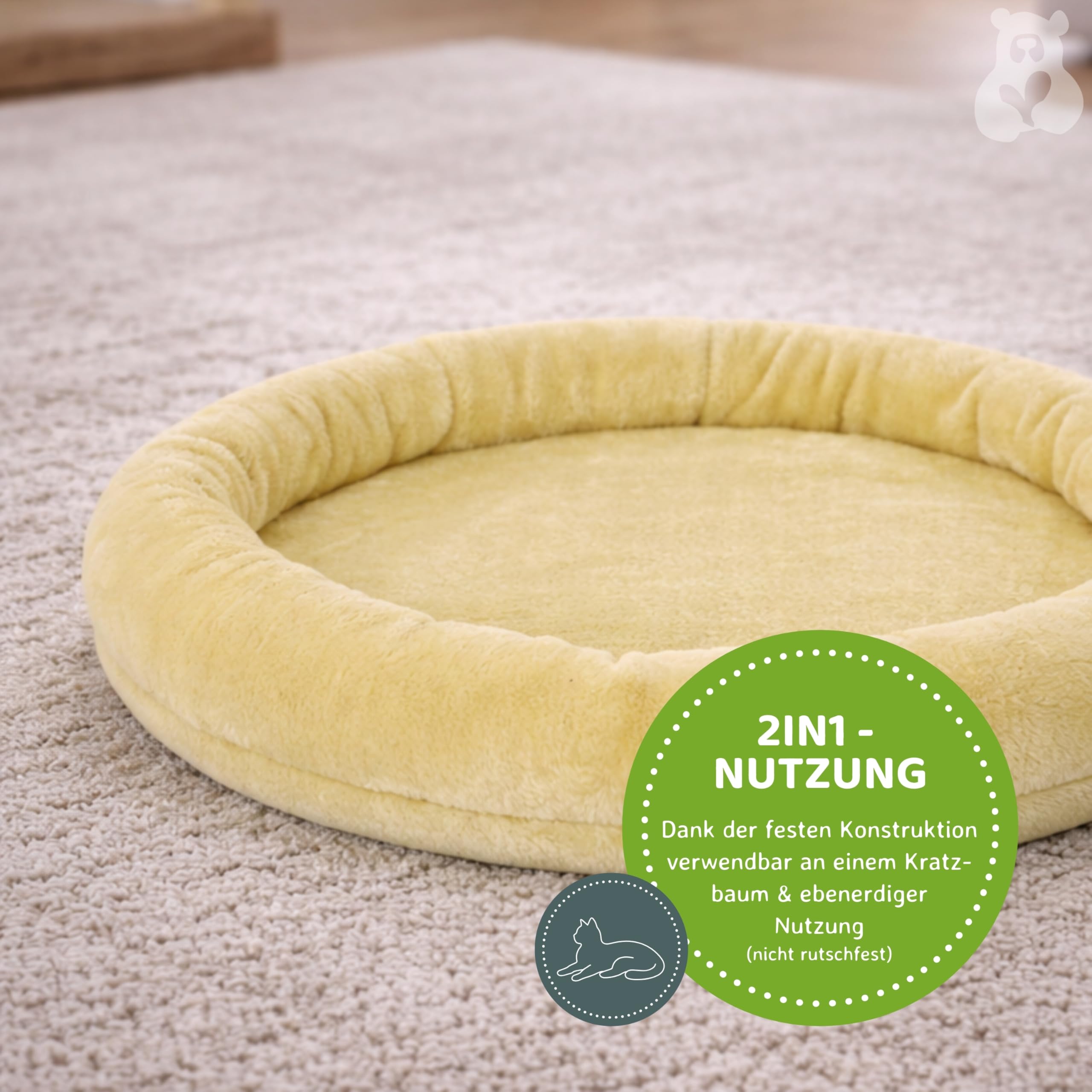 nanook - Liegeplatz, Liegemulde XL - Liegefläche Ø 53 cm - für große Katzen geeignet - für M8 M10 Kratzbäume und Sisalstämme - inkl. Adapterschraube - Farbe: beige