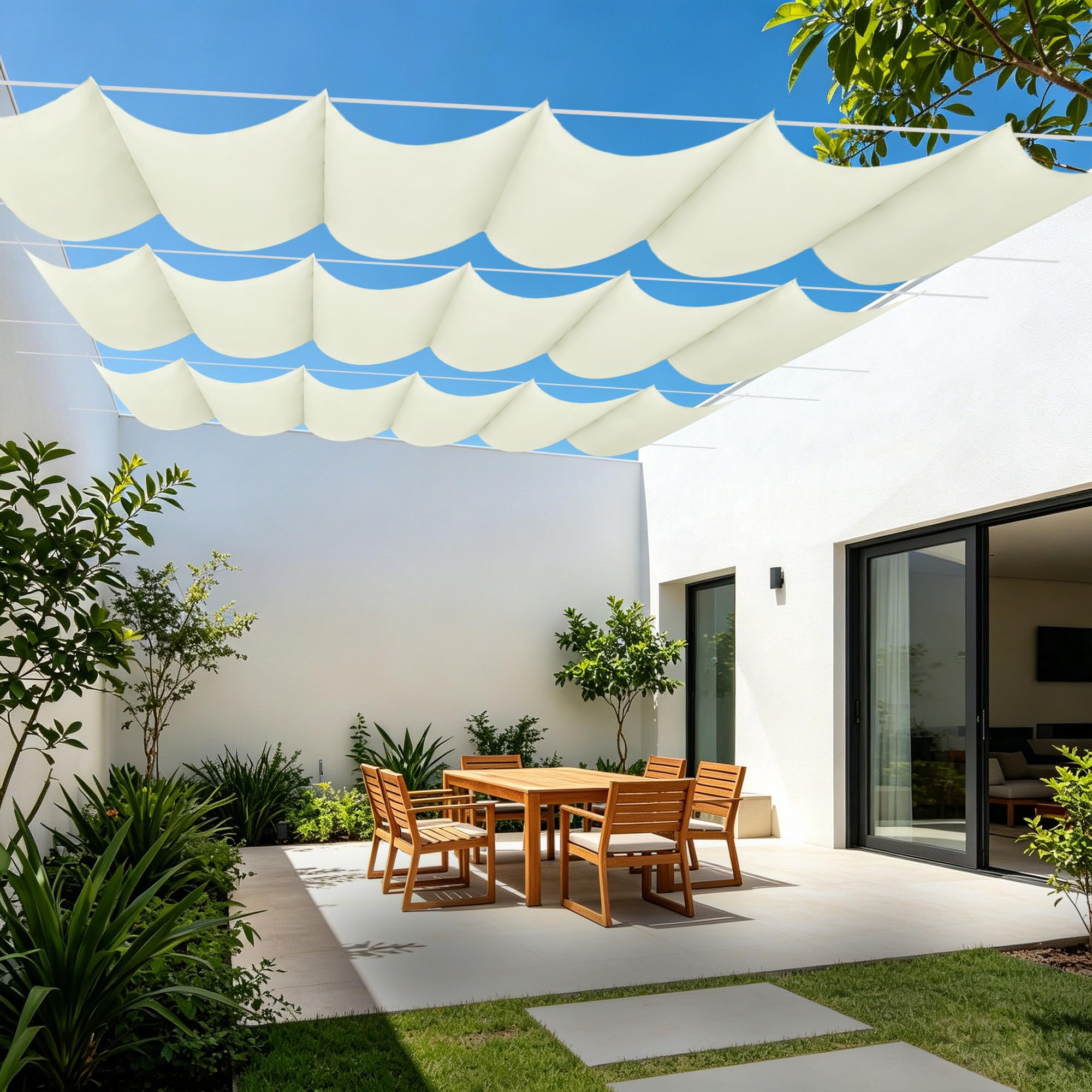 Voiles d'ombrage rétractable pour terrasse et repas en plein air 2x3m