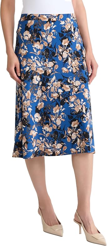 Kasper Women's Floral Print Pull on Knit Skirt